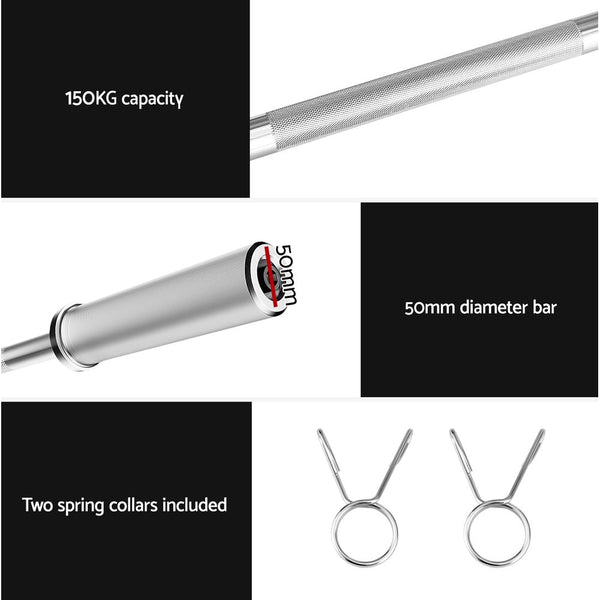 Everfit Barbells Set 16kg 120cm Dumbbells Barbells Plate Weight Lifting Home Gym Everfit