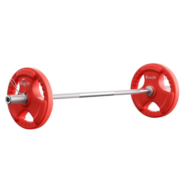 Everfit Barbells Set 36kg 120cm Dumbbell Barbell Plate Weight Lifting Home Gym Red Lifting Everfit