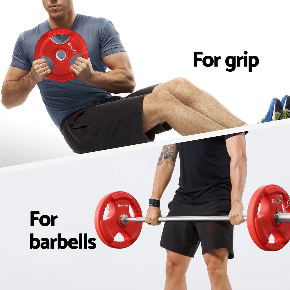 Everfit Barbells Set 36kg 120cm Dumbbell Barbell Plate Weight Lifting Home Gym Red Lifting Everfit