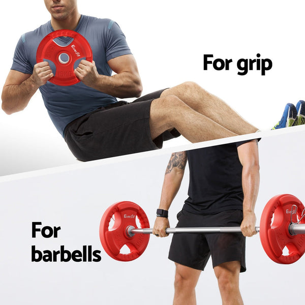 Everfit Barbells Set 36kg 120cm Dumbbell Barbell Plate Weight Lifting Home Gym Red Lifting Everfit