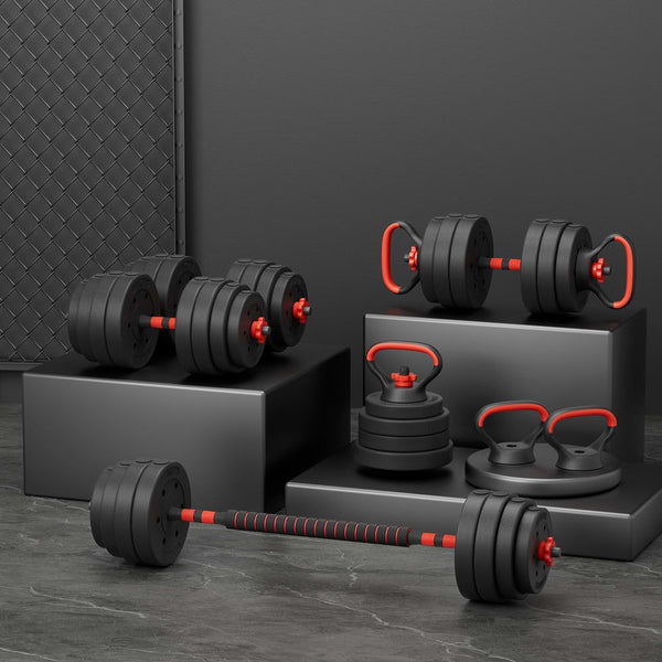 Everfit 40kg Adjustable Dumbbells Set Kettle Bell Weight Plates Barbells Gym Everfit