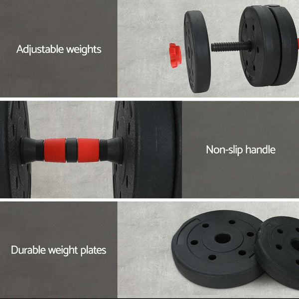 Everfit 40kg Adjustable Dumbbells Set Kettle Bell Weight Plates Barbells Gym Everfit