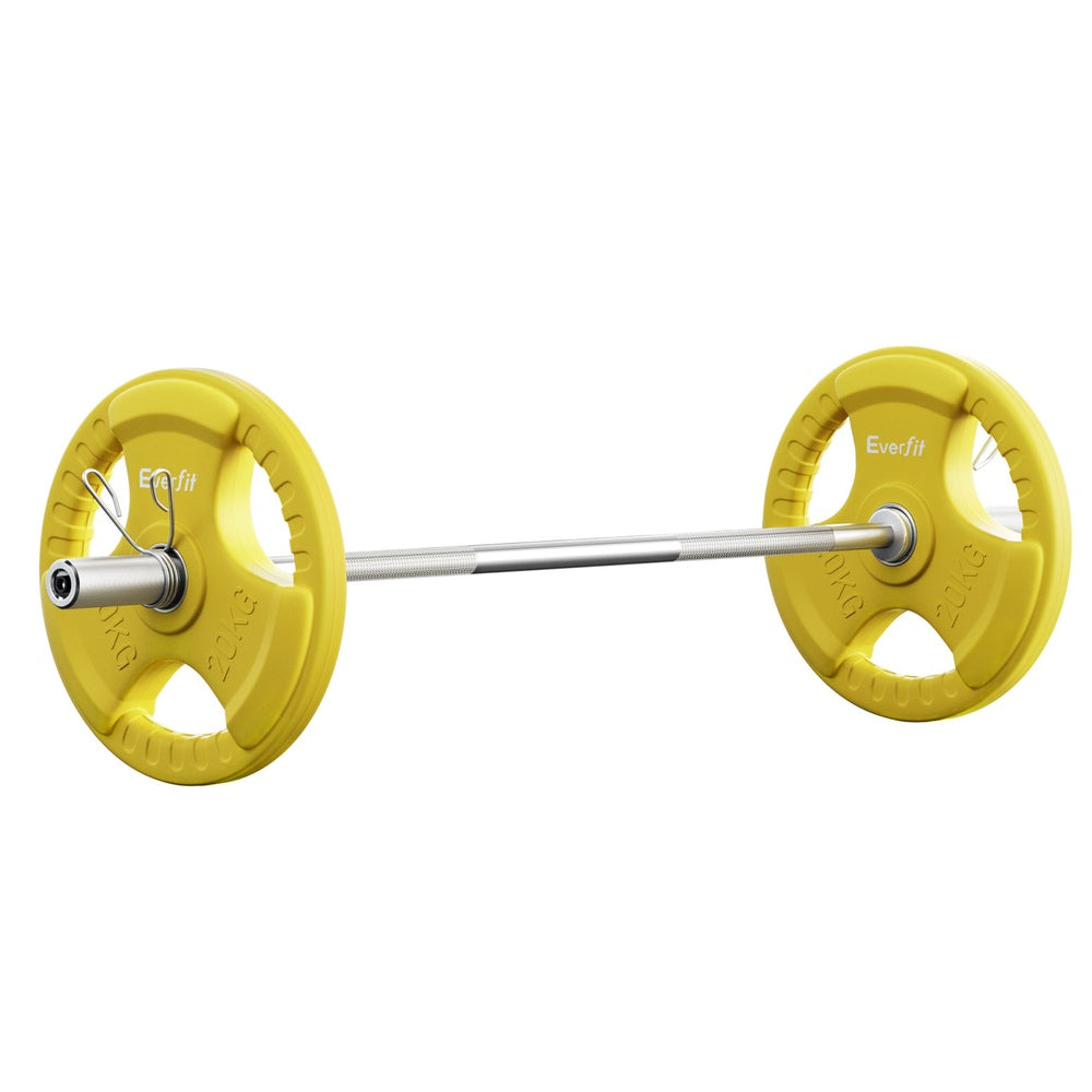 Everfit Barbells 46KG 120CM Dumbbell Barbell Plate Weight Lifting Home Gym Yellow Everfit