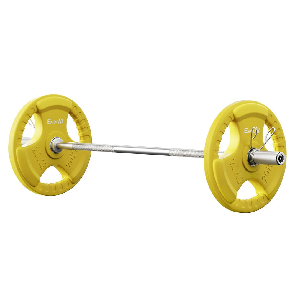 Everfit Barbells 46KG 120CM Dumbbell Barbell Plate Weight Lifting Home Gym Yellow Everfit