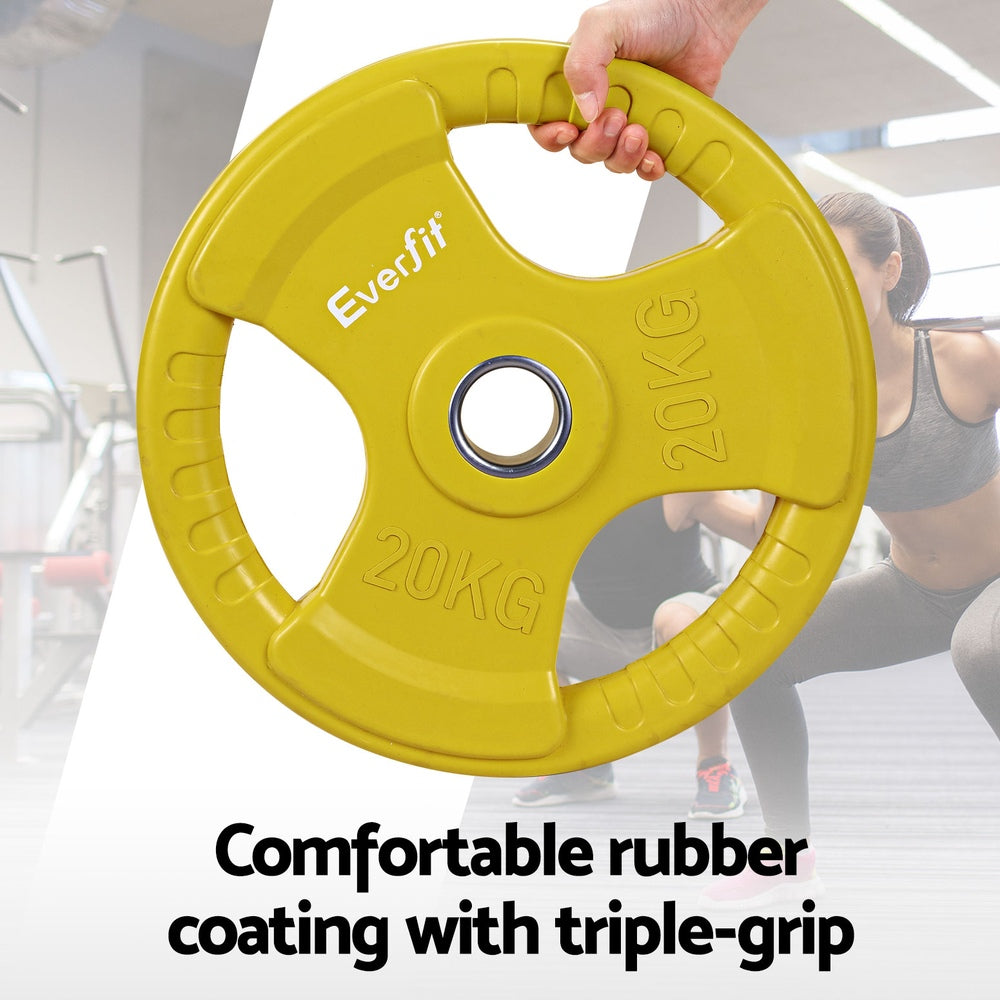 Everfit Barbells 46KG 120CM Dumbbell Barbell Plate Weight Lifting Home Gym Yellow Everfit