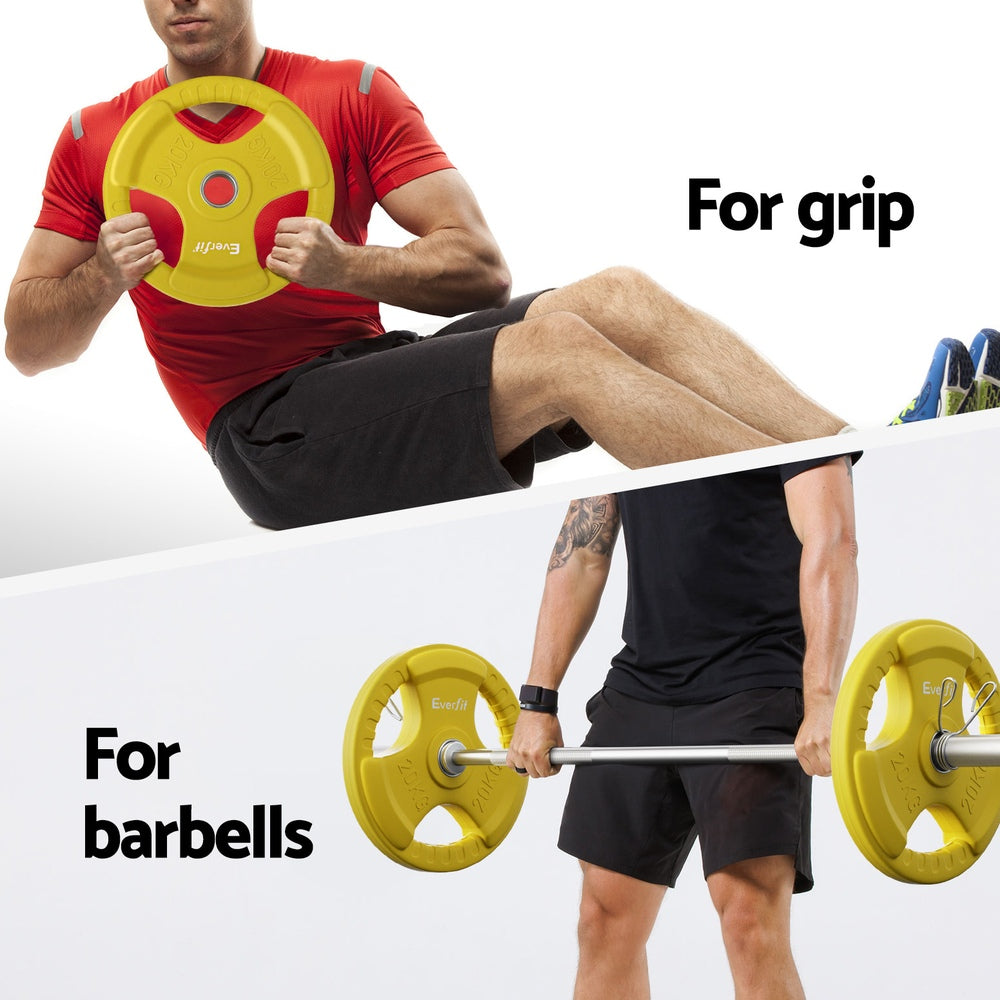 Everfit Barbells 46KG 120CM Dumbbell Barbell Plate Weight Lifting Home Gym Yellow Everfit