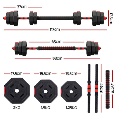 Everfit 20kg Adjustable Dumbbell Barbell Set Weight Plates Home Workout