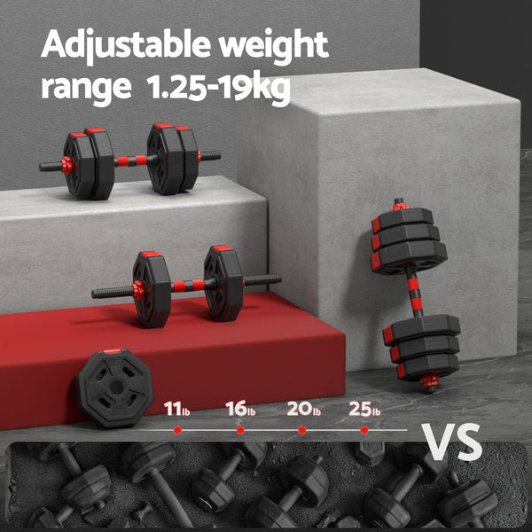 Everfit 20kg Adjustable Dumbbell Barbell Set Weight Plates Home Workout Everfit