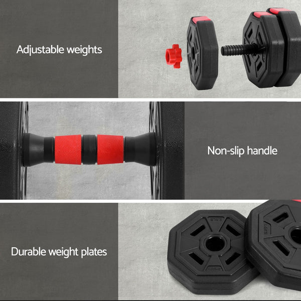 Everfit 20kg Adjustable Dumbbell Barbell Set Weight Plates Home Workout Everfit