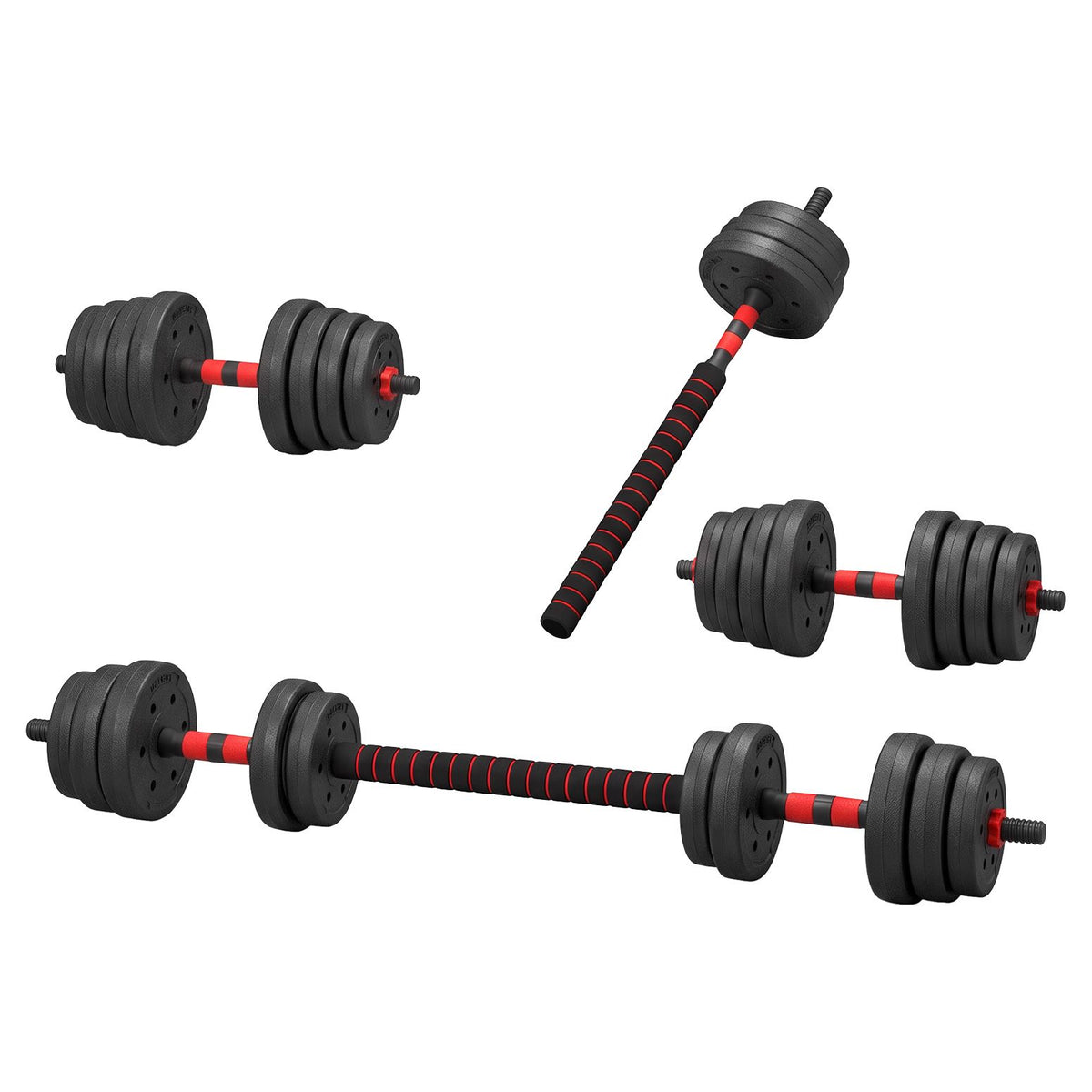 Everfit 30kg Adjustable Dumbbell Set 4in1 Barbell Weight Plates Home Workout Awezingly