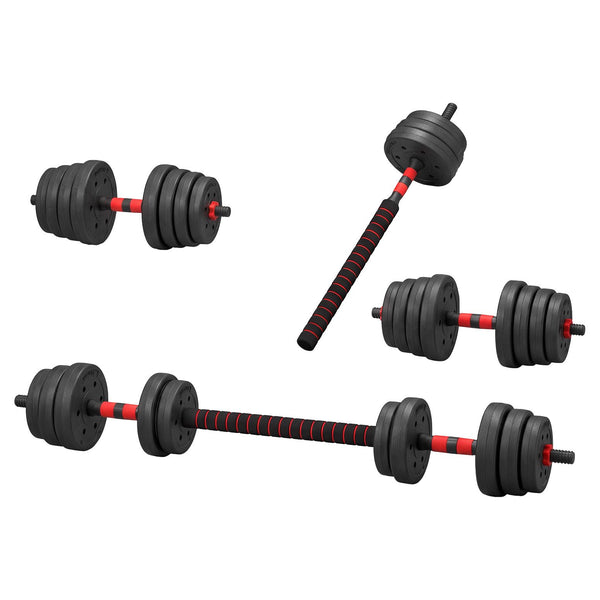 Everfit 30kg Adjustable Dumbbell Set 4in1 Barbell Weight Plates Home Workout Awezingly