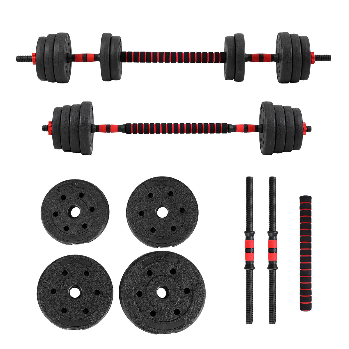 Everfit 30kg Adjustable Dumbbell Set 4in1 Barbell Weight Plates Home Workout Awezingly