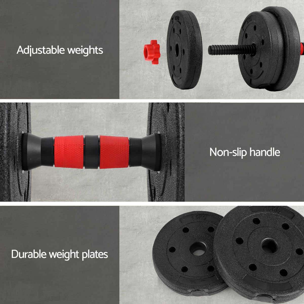 Everfit 30kg Adjustable Dumbbell Set 4in1 Barbell Weight Plates Home Workout Awezingly