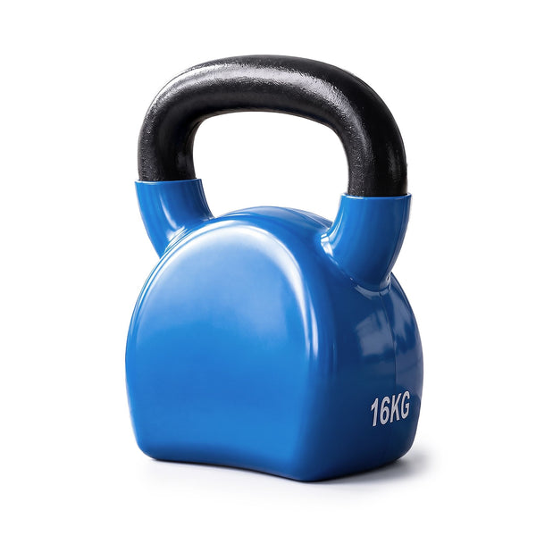 Everfit 16kg Kettlebell Cast Iron Weightlifting Bench Dumbbells Kettle Bell Blue Awezingly