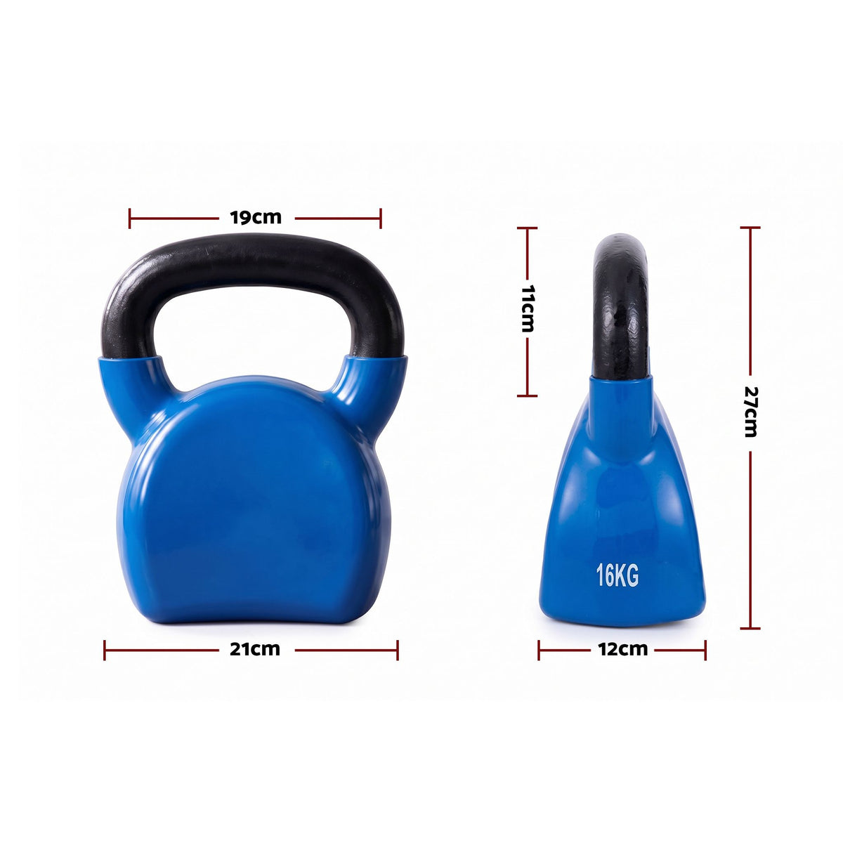Everfit 16kg Kettlebell Cast Iron Weightlifting Bench Dumbbells Kettle Bell Blue Awezingly