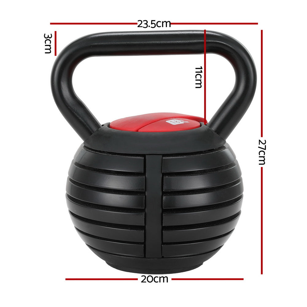 Everfit 18kg Adjustable Kettlebell Set Portable Kettle Bell Weight Dumbbells 10lbs 40lbs Everfit