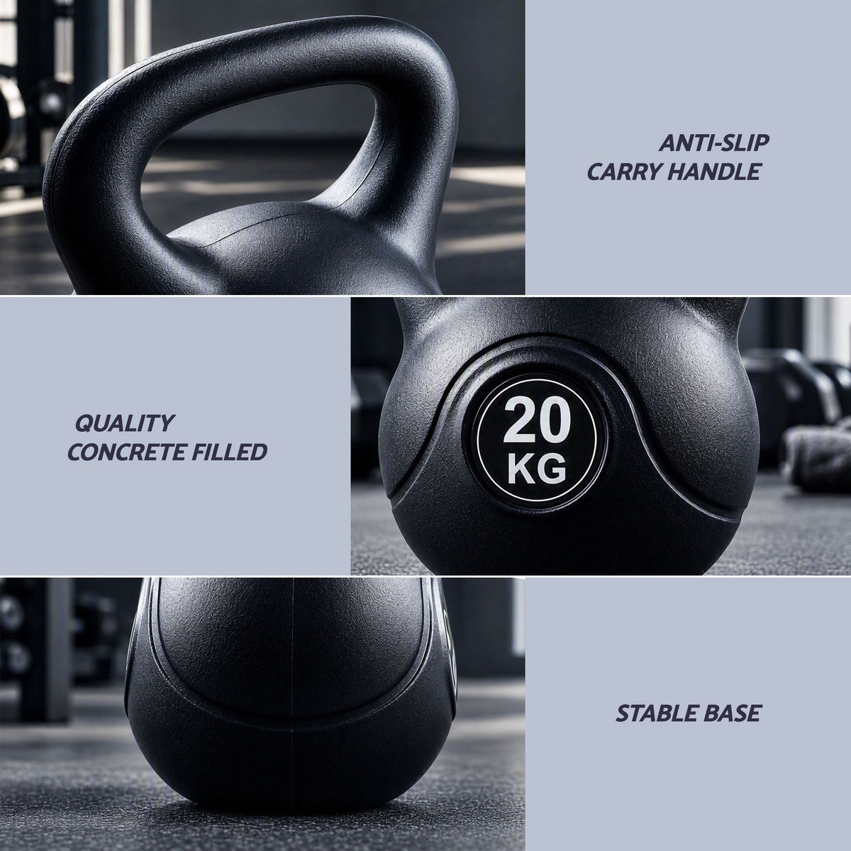 Everfit 20kg Kettlebell Weights Strength Training with Anti-slip Carry Handle & Stable Base Gym Home Awezingly
