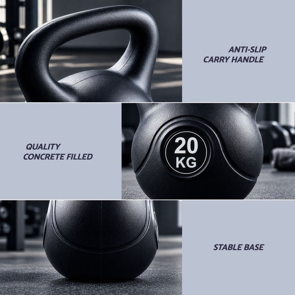 Everfit 20kg Kettlebell Weights Strength Training with Anti-slip Carry Handle & Stable Base Gym Home Awezingly