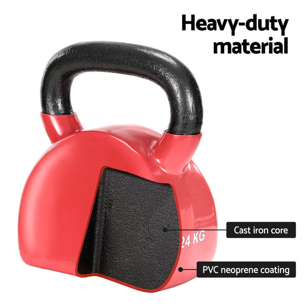 Everfit 24kg Kettlebell Set Weightlifting Bench Dumbbells Kettle Bell Gym Home Everfit