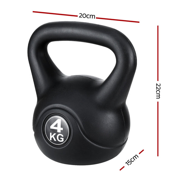 Everfit 4kg Kettlebell Set Weight Lifting Bench Dumbbells Kettle Bell Gym Home Everfit