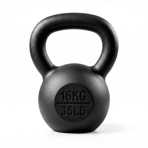 Everfit 16kg Cast Iron Kettlebell Powder Coating Flat Bottom Home Gym Awezingly