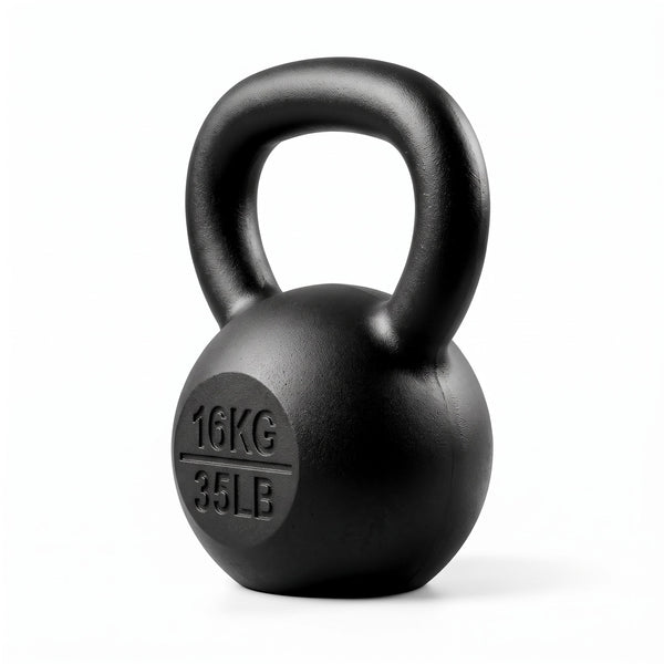 Everfit 16kg Cast Iron Kettlebell Powder Coating Flat Bottom Home Gym Awezingly