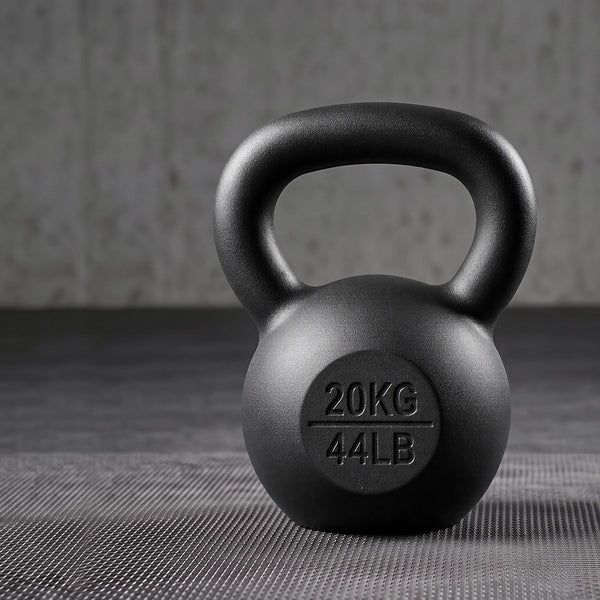 Everfit 20kg Cast Iron Kettlebell Powder Coating Flat Bottom Home Gym Awezingly