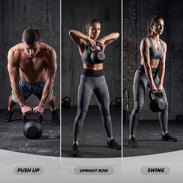 Everfit 24kg Cast Iron Kettlebell Powder Coating Flat Bottom Home Gym Awezingly