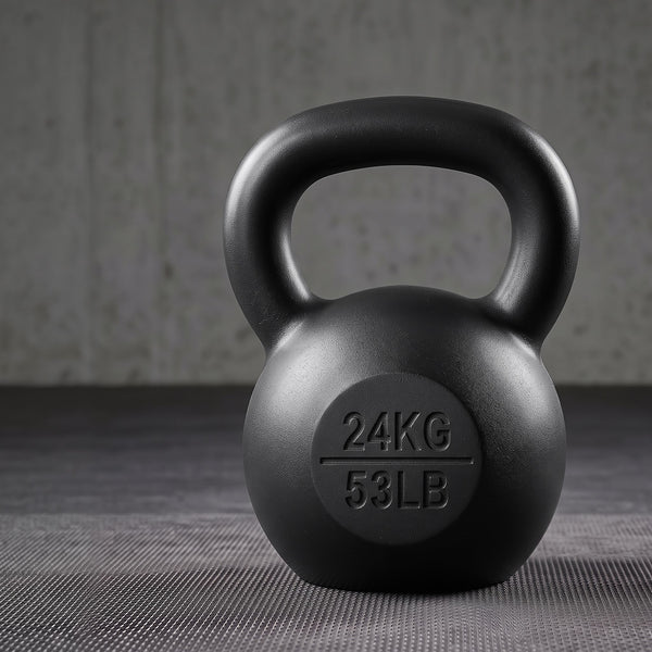 Everfit 24kg Cast Iron Kettlebell Powder Coating Flat Bottom Home Gym Awezingly