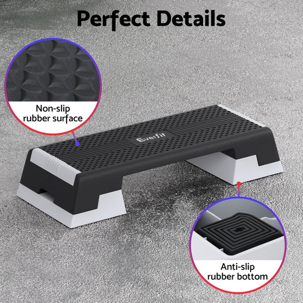 Everfit 3 Level Aerobic Step Adjustable Stepper for Home Workouts Everfit