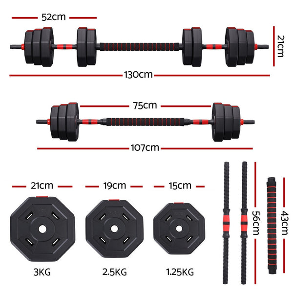 Everfit 40kg Adjustable Dumbbell Barbell Set Weight Plates Home Workout Everfit