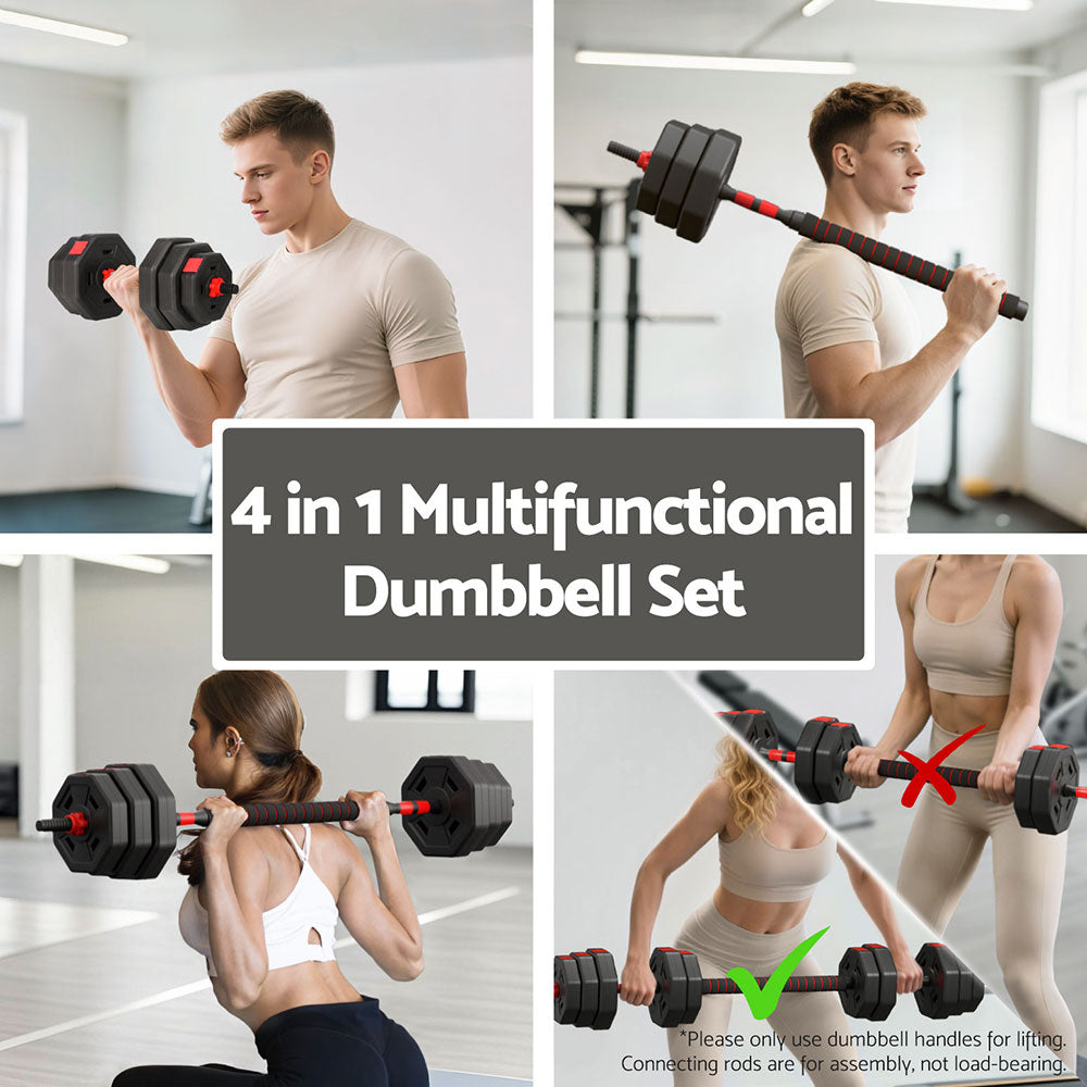 Everfit 40kg Adjustable Dumbbell Barbell Set Weight Plates Home Workout Everfit