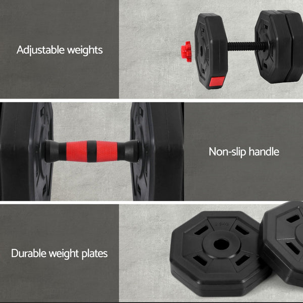 Everfit 40kg Adjustable Dumbbell Barbell Set Weight Plates Home Workout Everfit