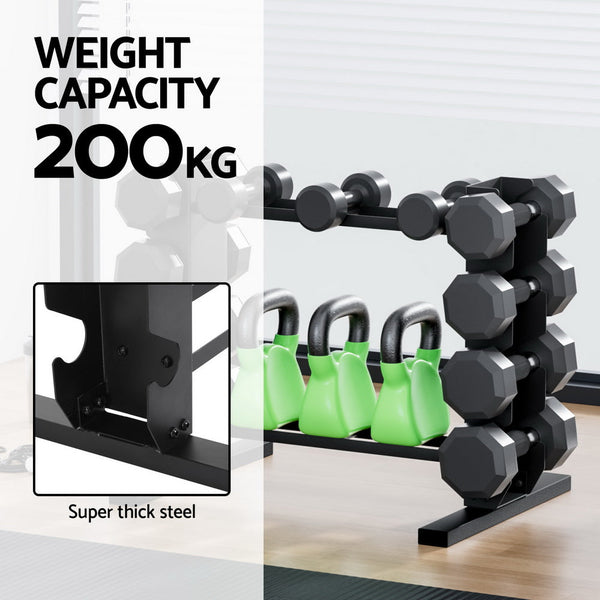 Everfit Dumbbells Rack Dumbbell Kettlebell Stand Home Gym Storage 200kg Capacity Everfit