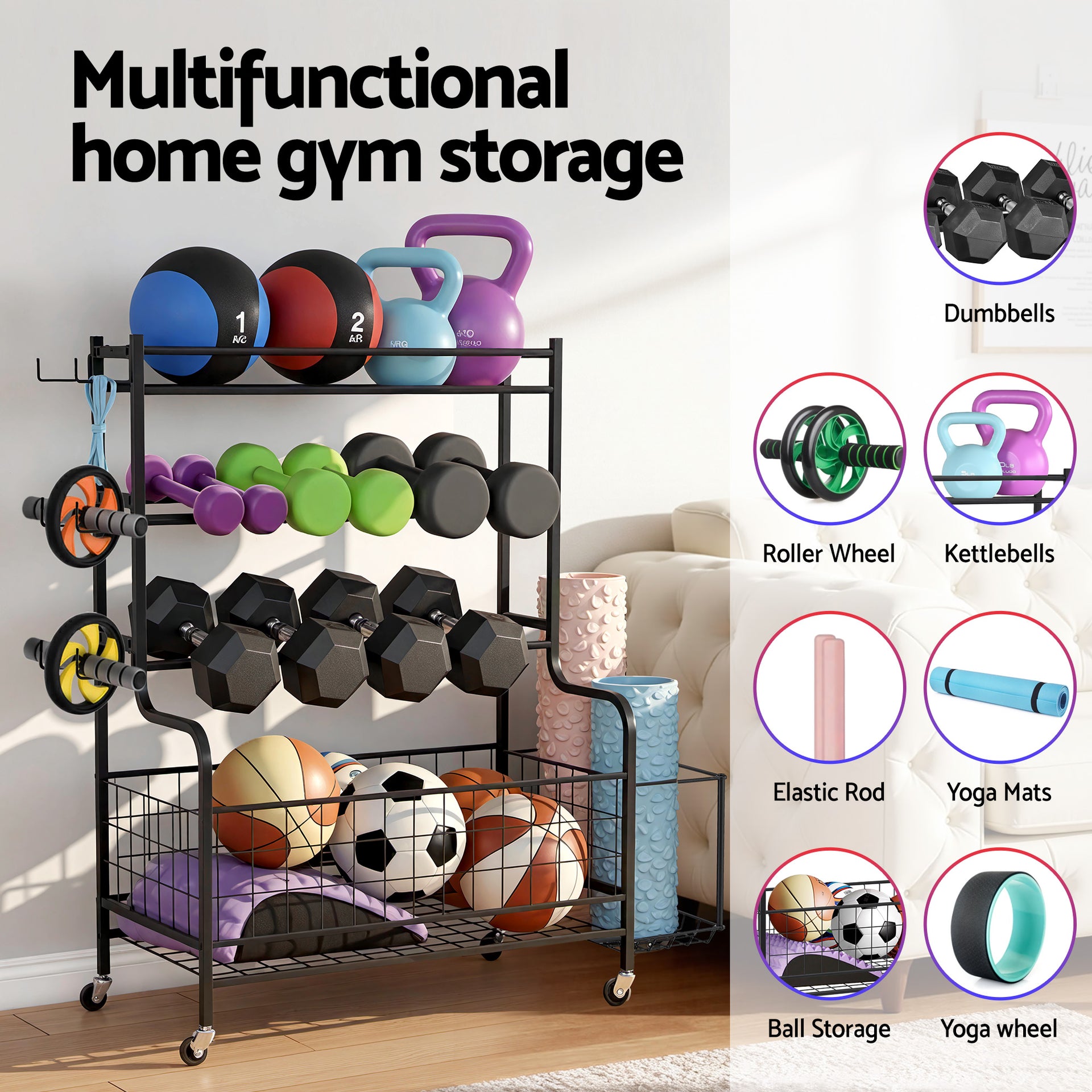 Everfit Dumbbell Rack Weight Rack for Dumbbells Home Gym Storage Black Awezingly