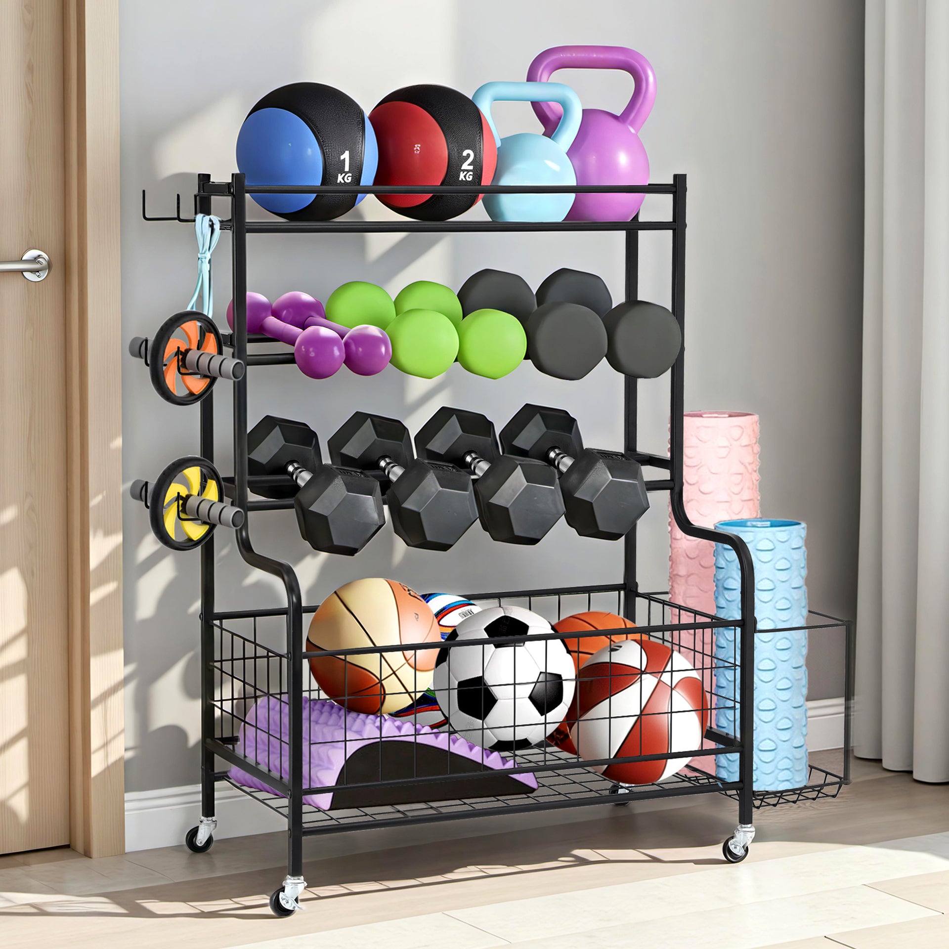 Everfit Dumbbell Rack Weight Rack for Dumbbells Home Gym Storage Black Awezingly