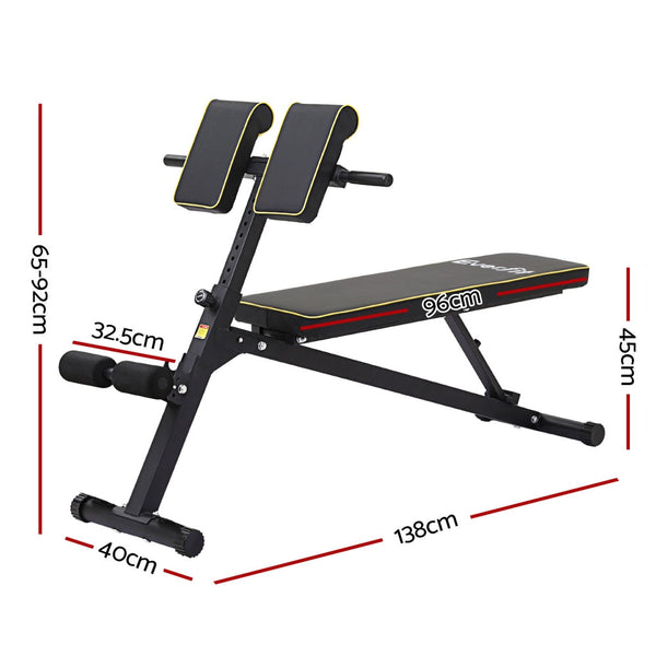 Everfit Roman Chair Adjustable Weight Bench Strength Training Preacher Curls Everfit