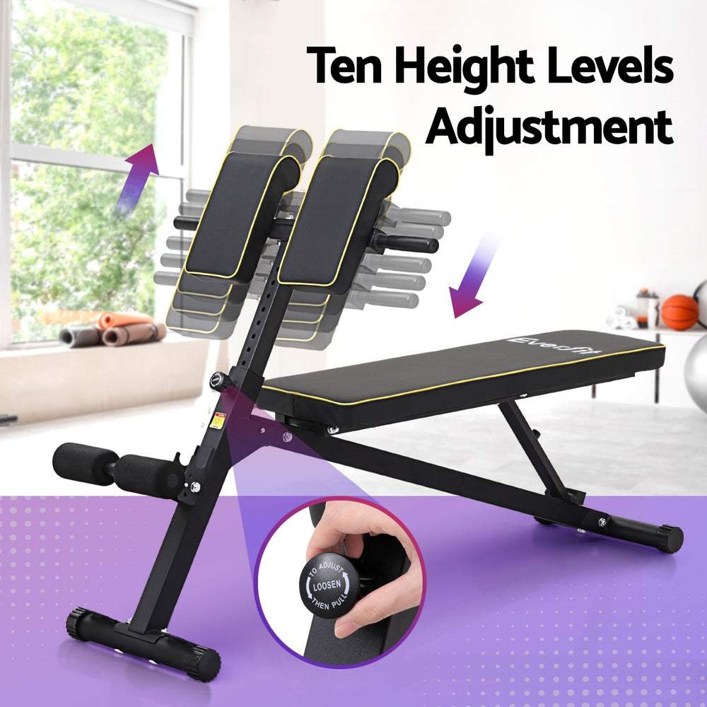 Everfit Roman Chair Adjustable Weight Bench Strength Training Preacher Curls Everfit