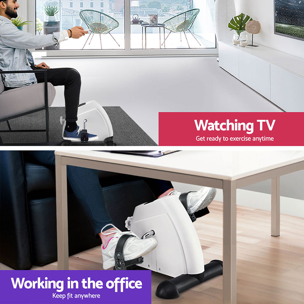 Everfit Pedal Exerciser Mini Exercise Bike Cross Trainer Under Desk Bike White Everfit