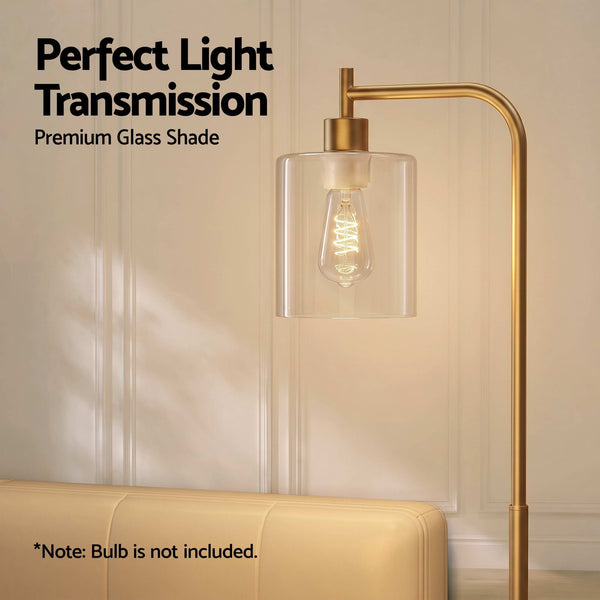 Artiss Floor Lamp Modern Industrial Standing Light with Clear Glass Shade, GoldMetal Tall Lamp for Living Room, Bedroom & Office, Anti-Tipping Weighted Base & Foot Switch (Bulb Not Included) Awezingly