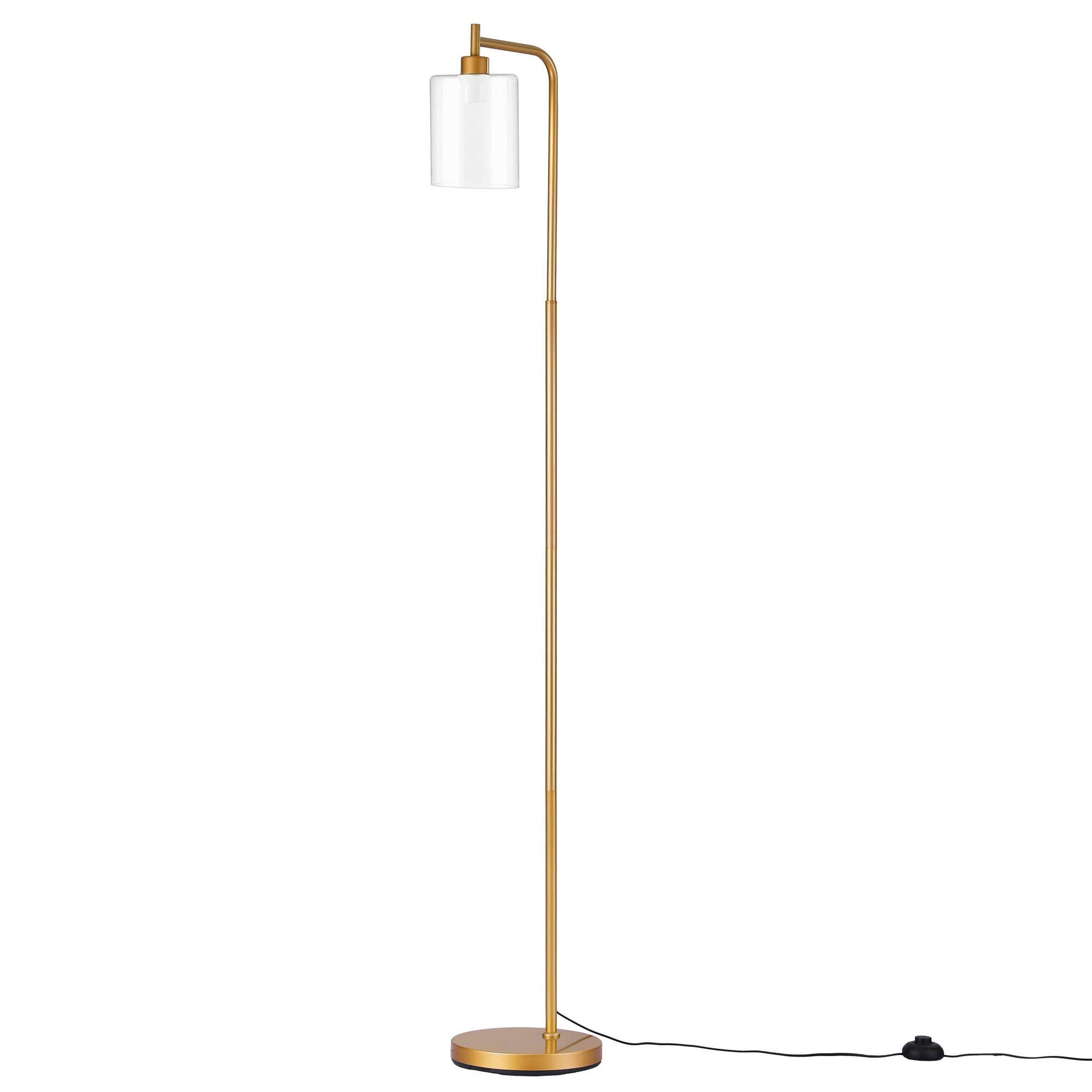 Artiss Floor Lamp Modern Industrial Standing Light with Clear Glass Shade, GoldMetal Tall Lamp for Living Room, Bedroom & Office, Anti-Tipping Weighted Base & Foot Switch (Bulb Not Included) Awezingly