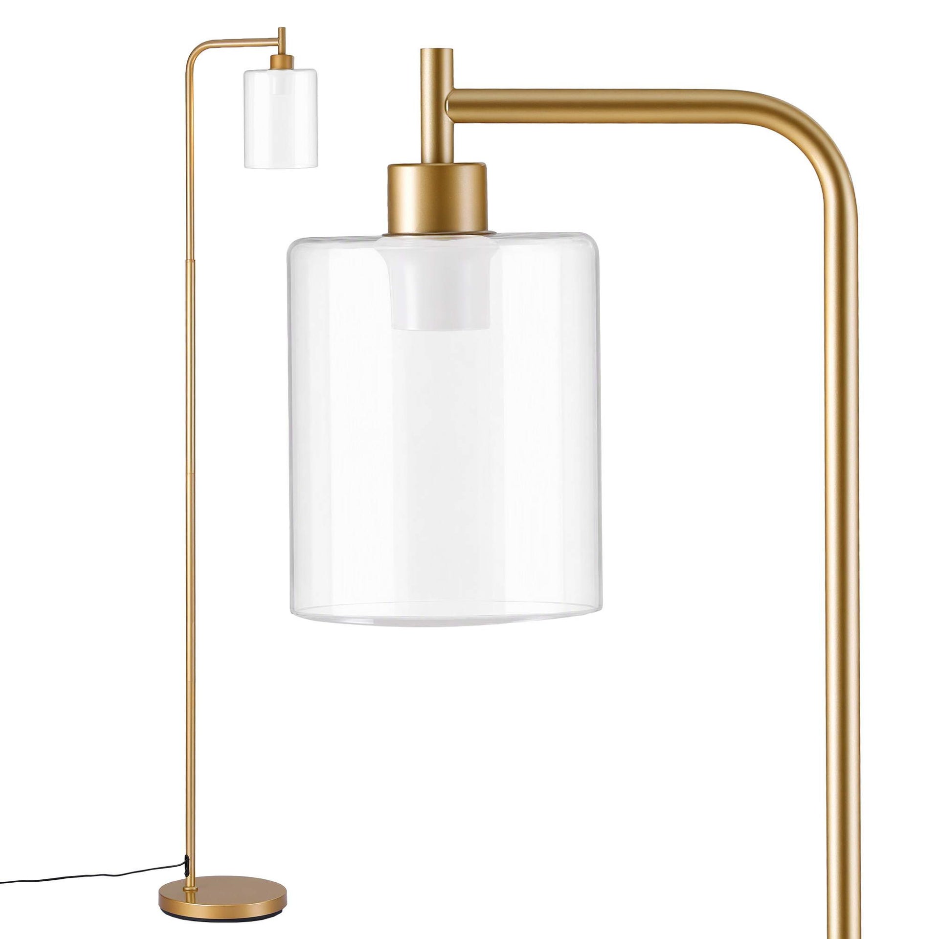 Artiss Floor Lamp Modern Industrial Standing Light with Clear Glass Shade, GoldMetal Tall Lamp for Living Room, Bedroom & Office, Anti-Tipping Weighted Base & Foot Switch (Bulb Not Included) Awezingly
