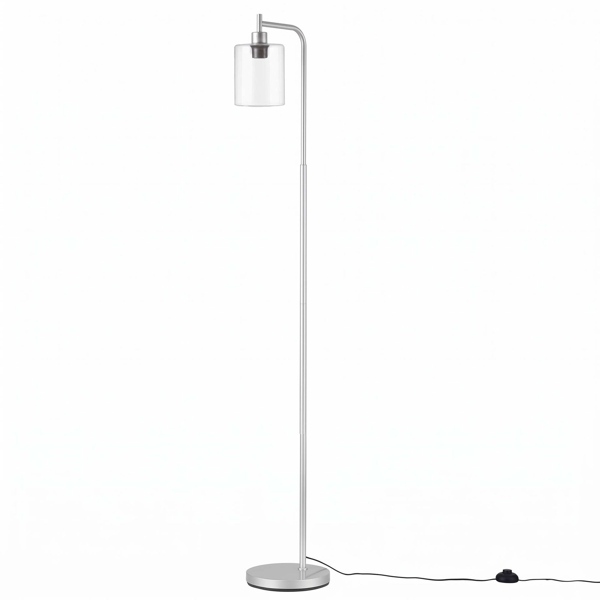 Artiss Floor Lamp Modern Industrial Standing Light with Clear Glass Shade, Silver Metal Tall Lamp for Living Room, Bedroom & Office, Anti-Tipping Weighted Base & Foot Switch (Bulb Not Included) Awezingly