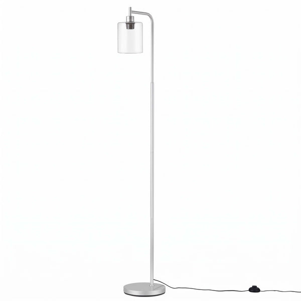 Artiss Floor Lamp Modern Industrial Standing Light with Clear Glass Shade, Silver Metal Tall Lamp for Living Room, Bedroom & Office, Anti-Tipping Weighted Base & Foot Switch (Bulb Not Included) Awezingly