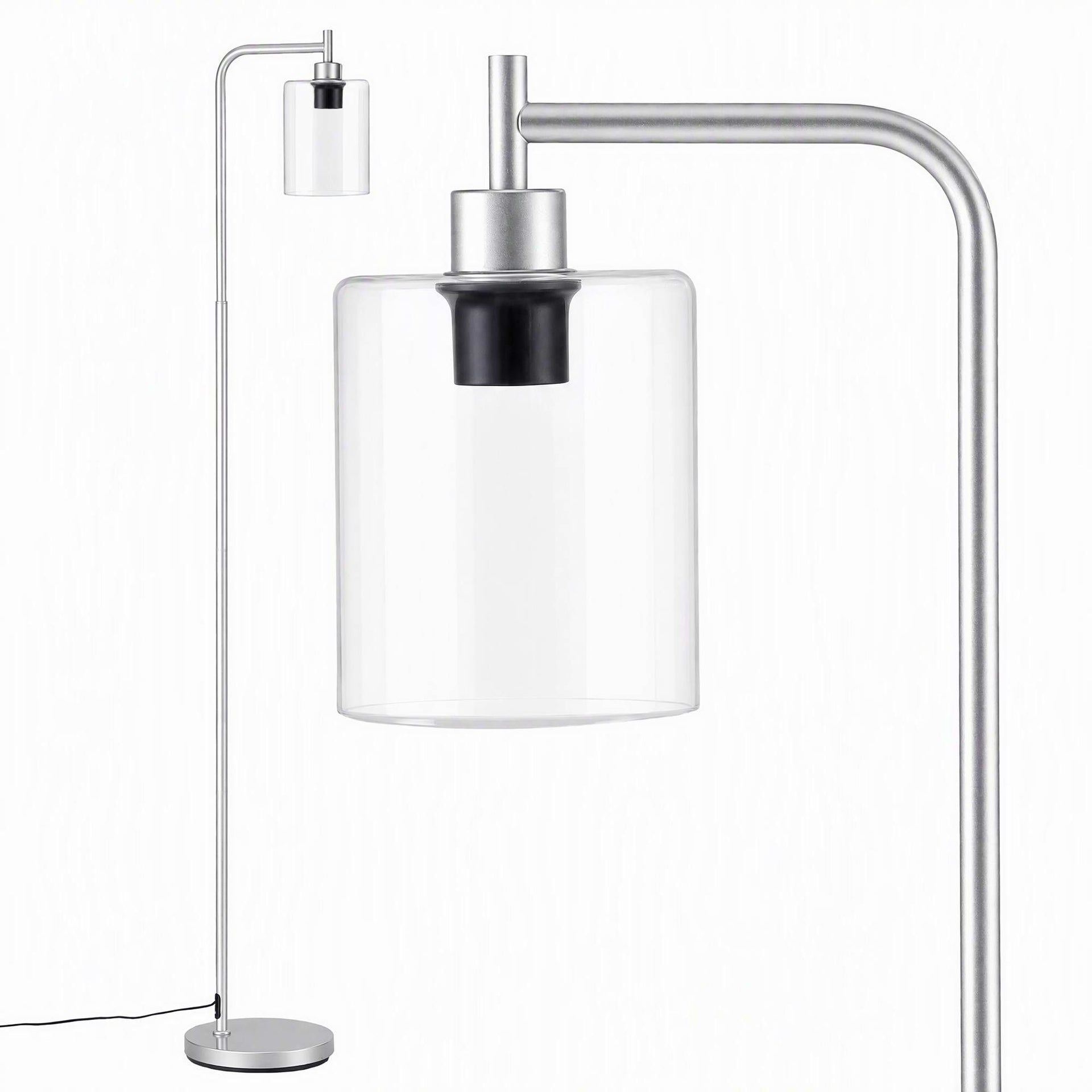 Artiss Floor Lamp Modern Industrial Standing Light with Clear Glass Shade, Silver Metal Tall Lamp for Living Room, Bedroom & Office, Anti-Tipping Weighted Base & Foot Switch (Bulb Not Included) Awezingly