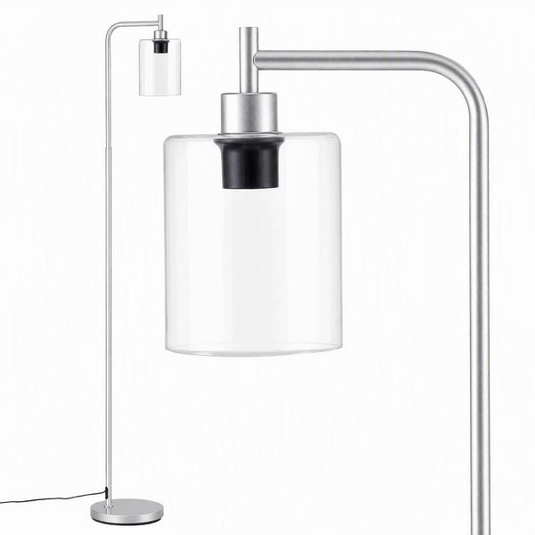 Artiss Floor Lamp Modern Industrial Standing Light with Clear Glass Shade, Silver Metal Tall Lamp for Living Room, Bedroom & Office, Anti-Tipping Weighted Base & Foot Switch (Bulb Not Included) Awezingly