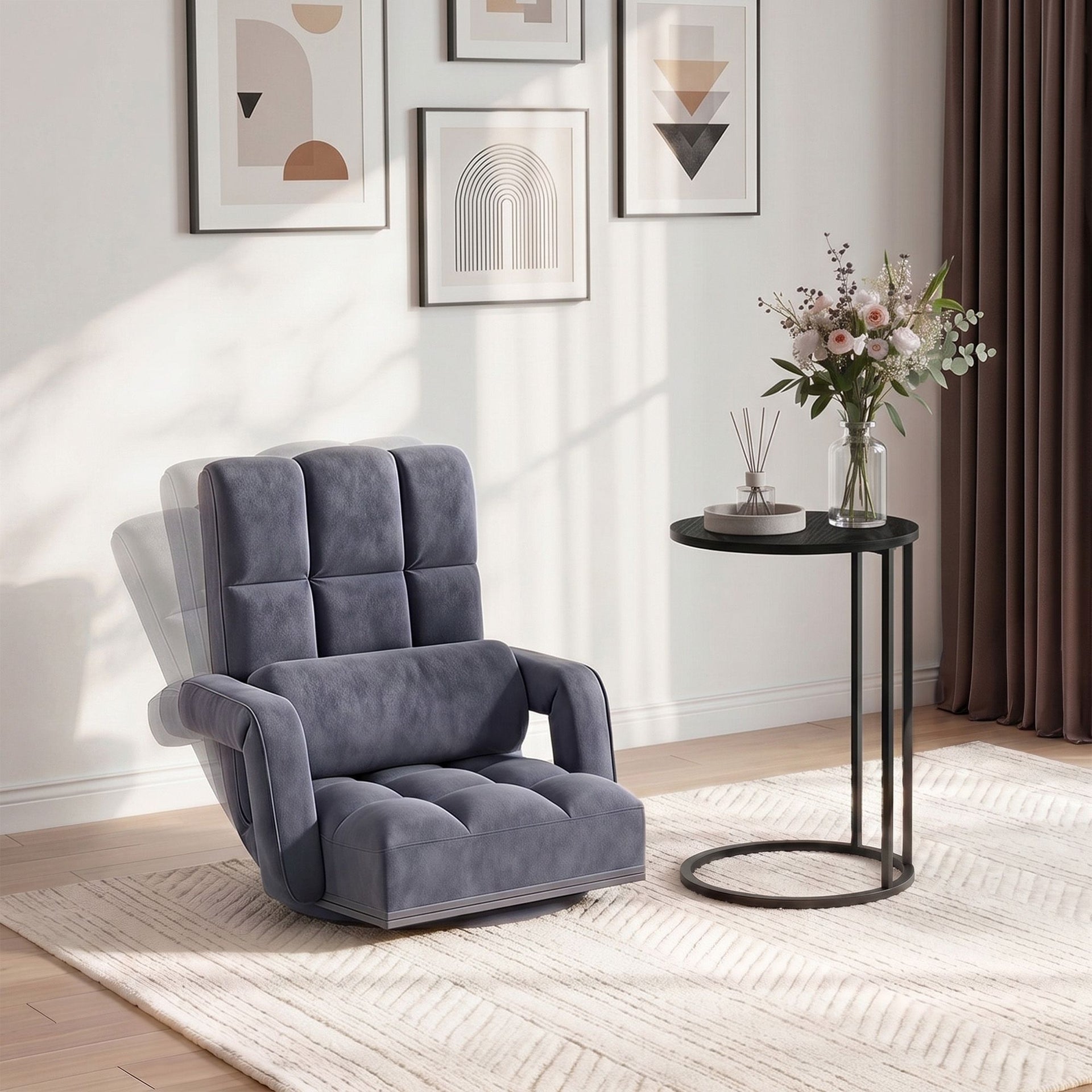 Artiss Floor Sofa Chair & Coffee Table Set, Swivel Lounge Recliner Side Tables Artiss