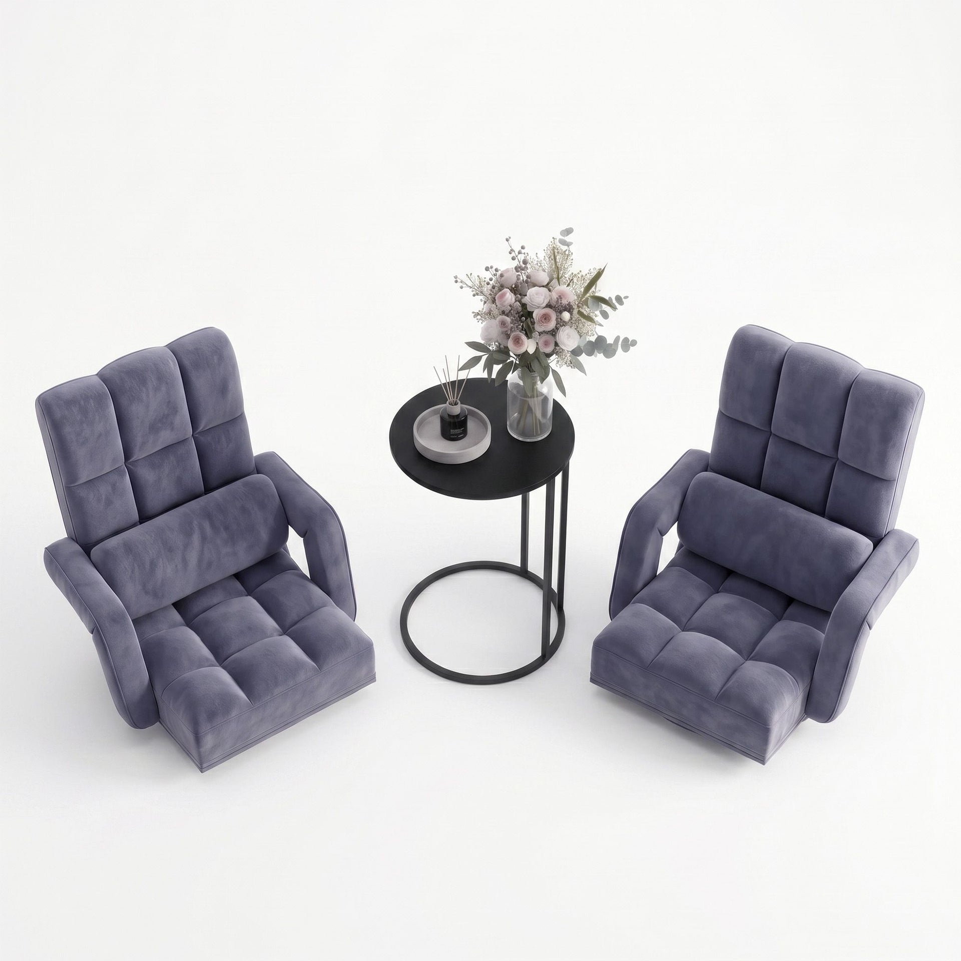 Artiss Floor Sofa Chair & Coffee Table Set, Swivel Lounge Recliner Side Tables Artiss