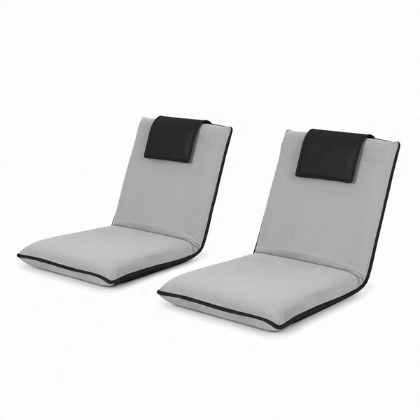 Artiss 2X Floor Lounge Sofa Bed Floor Cushion Velvet Grey Awezingly