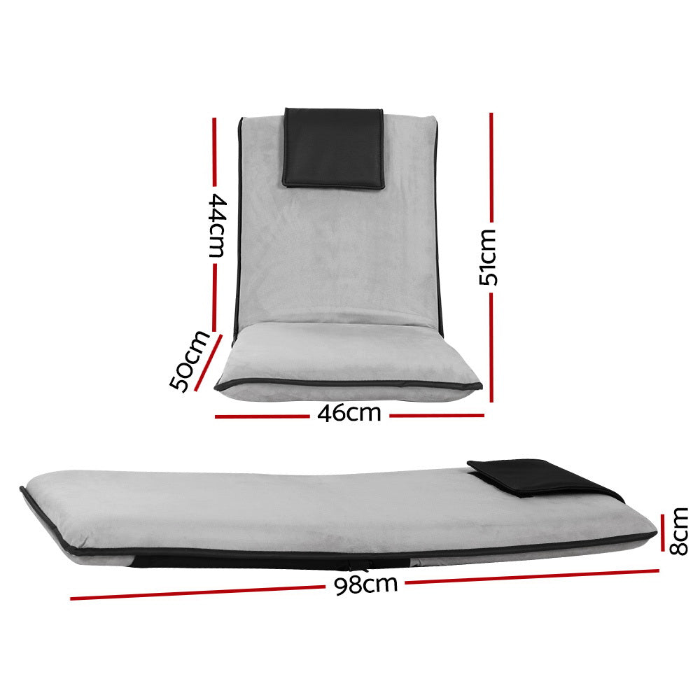 Artiss 2X Floor Lounge Sofa Bed Floor Cushion Velvet Grey Awezingly